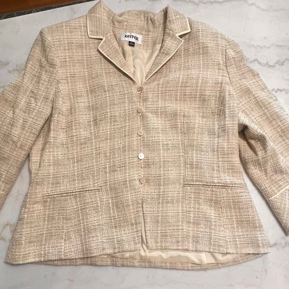 Kasper Beige Textured Jacket - Picture 6 of 9